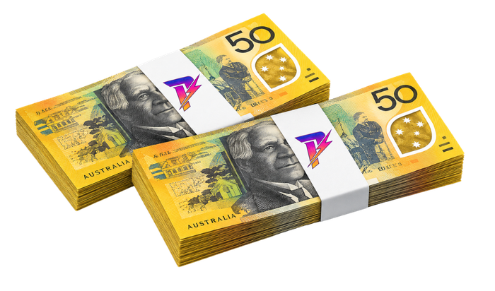 Stacks of Australian $50 notes